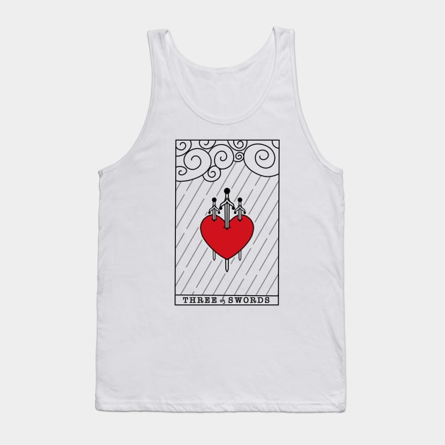 Three of swords tarot card minimalistic design light version Tank Top by SosiCreatesArt